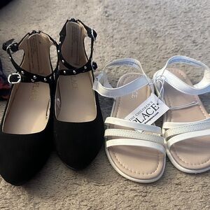 The Children's Place Kids Black Dress Shoes & White Strappy Sandals - 2-Pair Set